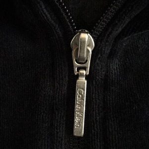EUC Calvin Klein Black velour zip-up hoodie